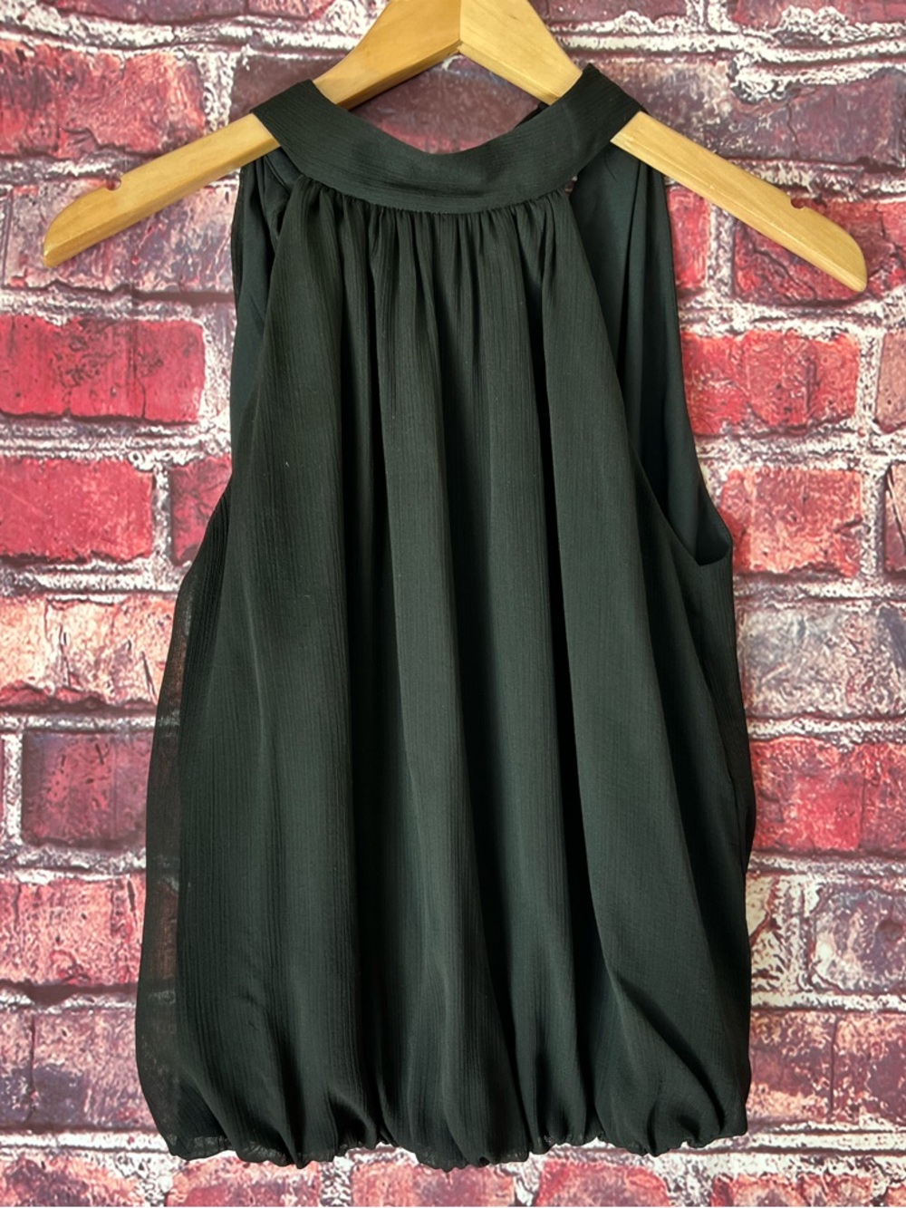 Alice + Olivia Maris Gathered Halter Bubble Hem Top